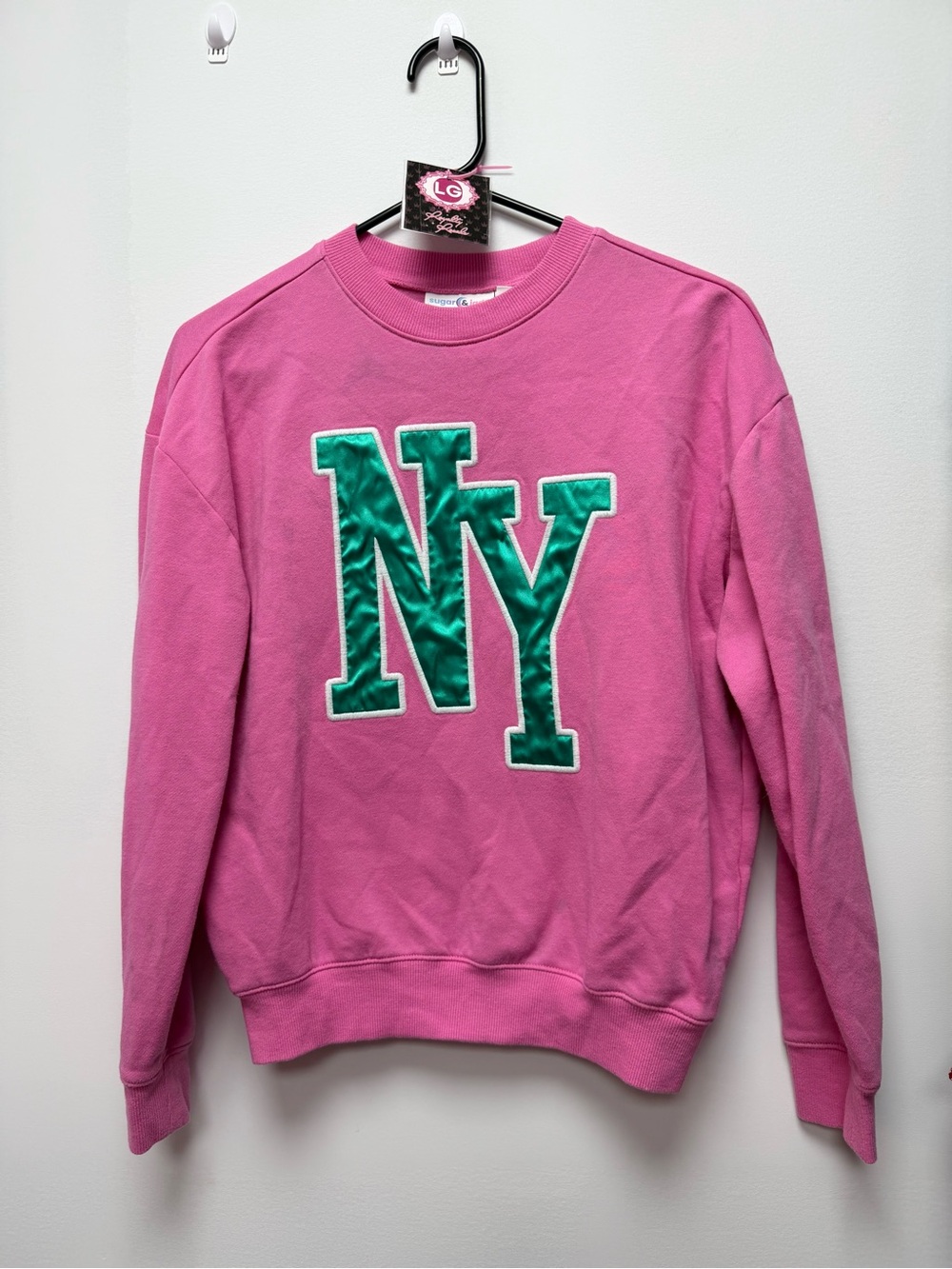 Kids Pink NY Appliqué Sweatshirt